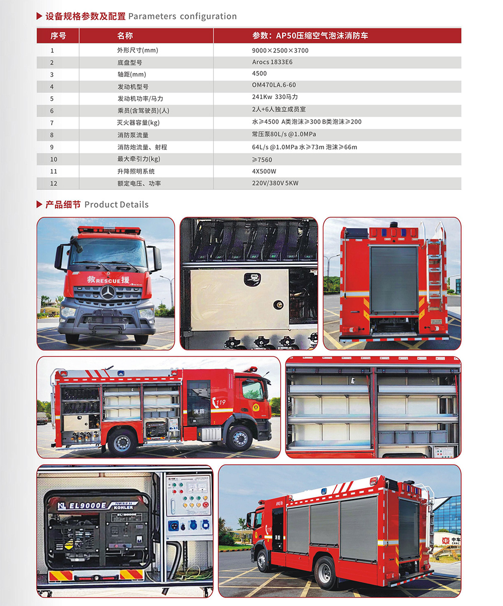 奔馳AP50壓縮空氣泡沫消防車